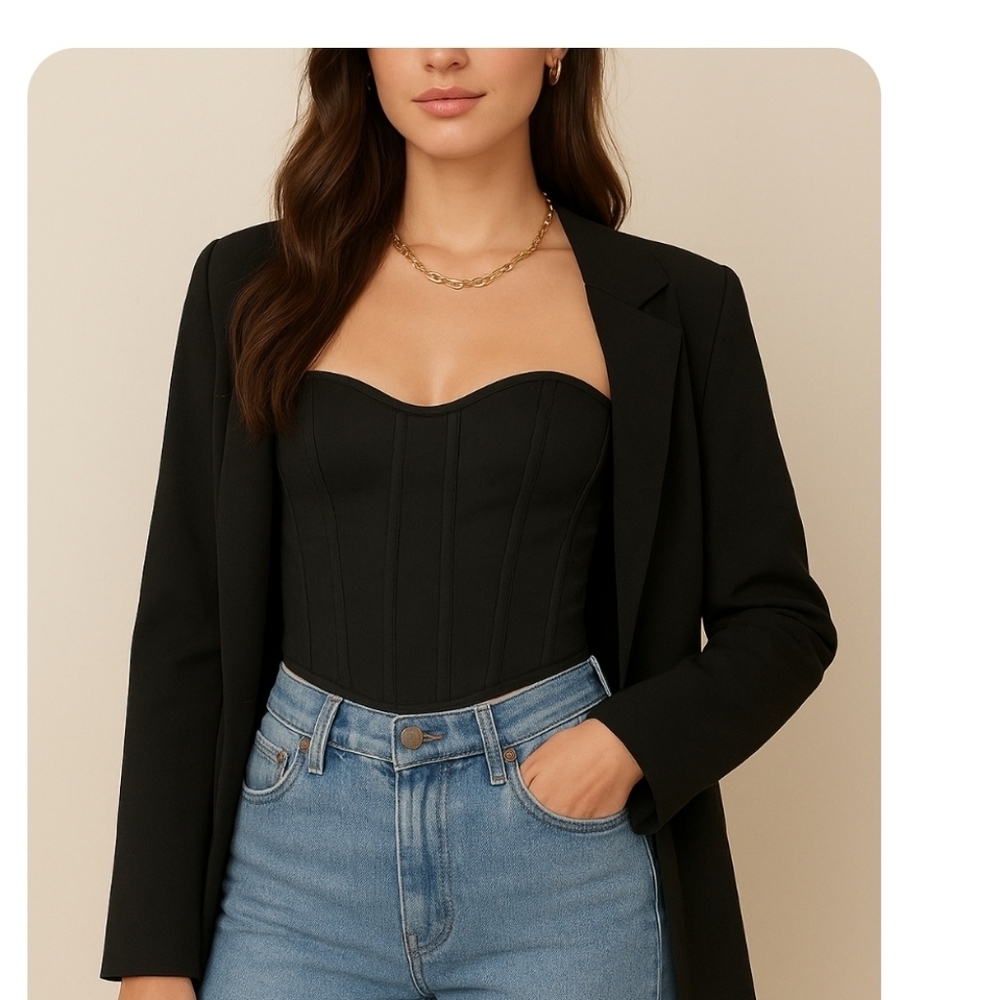 Black Corset Top, Size Petite Xs